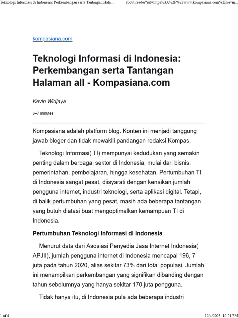 teknologi informasi dan sains di indonesia