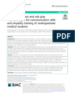 Simulated Patient and Role Play Methodologies For Communication Skills and Empathy Training of Undergraduate Medical Students