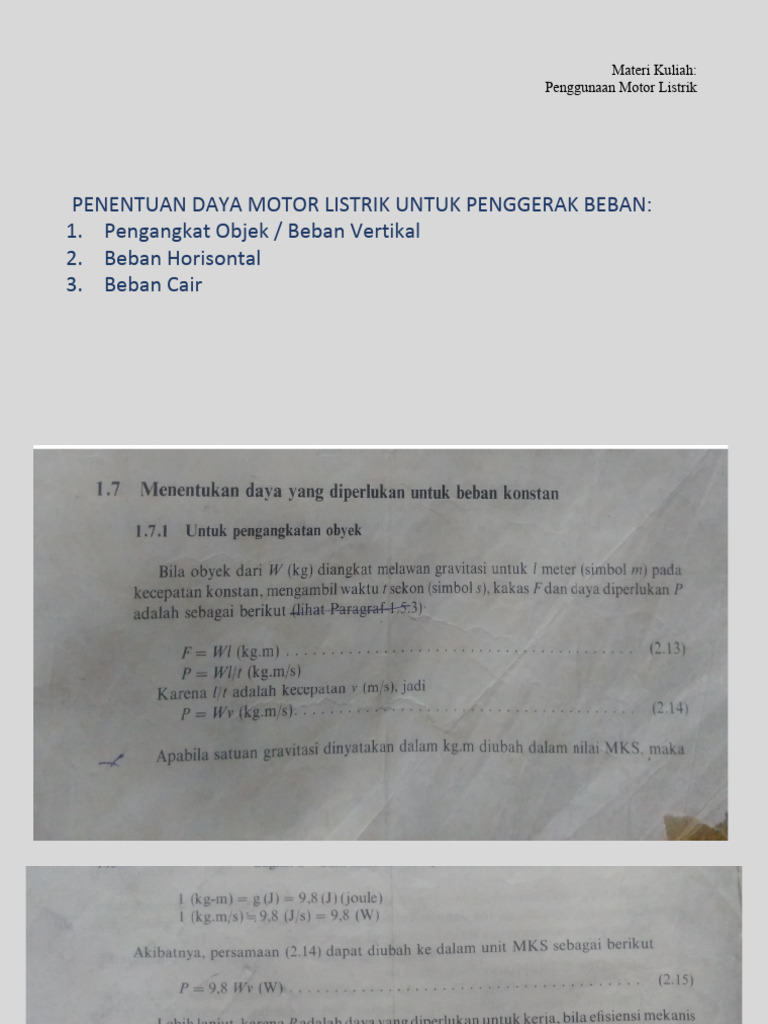 Daya Motor Listrik untuk Beban Beragam | PDF