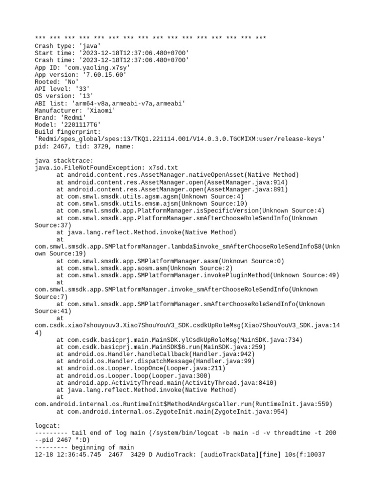 Java Crash Report for App x7sy | PDF | Zip (File Format) | Java ...