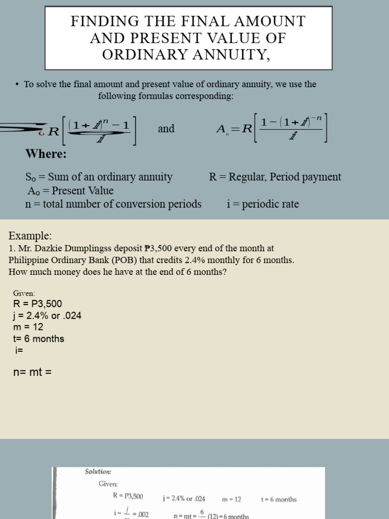 Annuity Calculations Guide | PDF | Present Value | Financial Economics