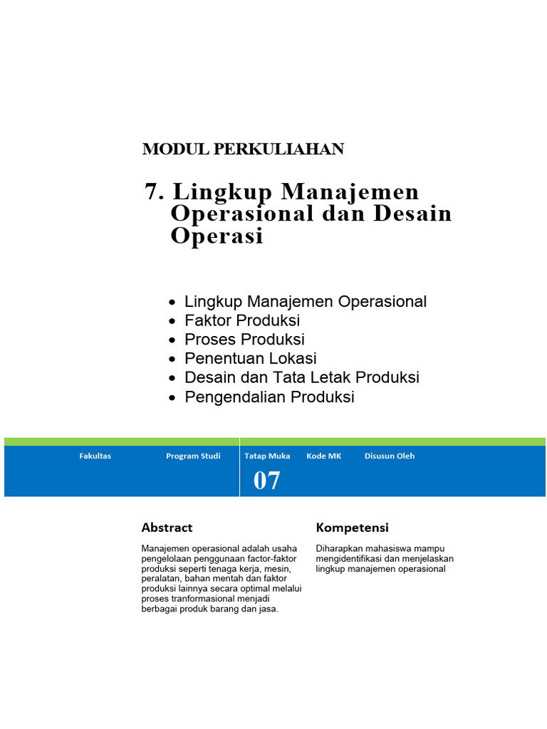 Manajemen Operasional Dan Produksi Pdf