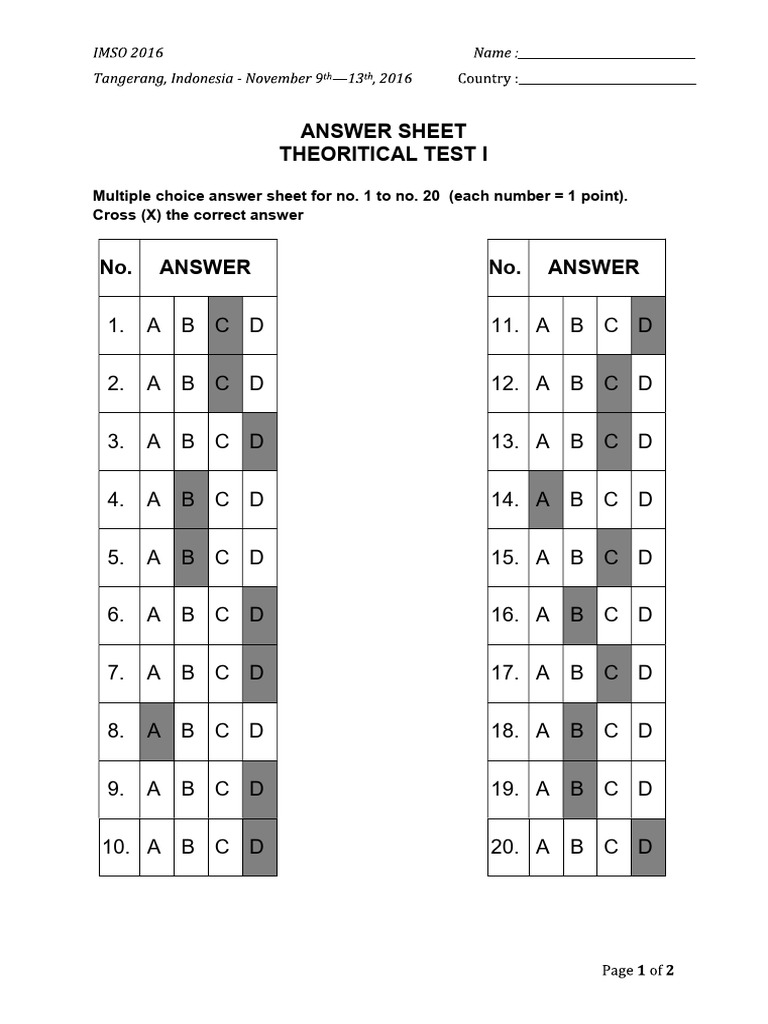 2016 IMSO Science Theoritical 1 - Sol | PDF