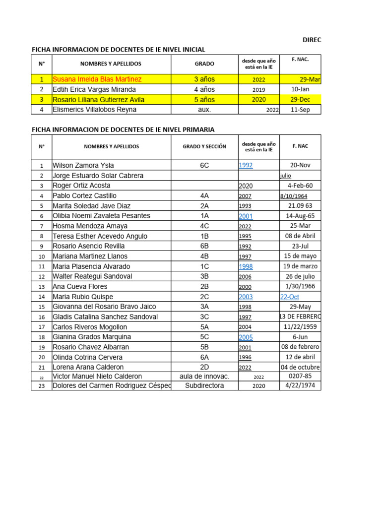Actualización de Datos DOCENTES PRIMARIA - 2022 | PDF