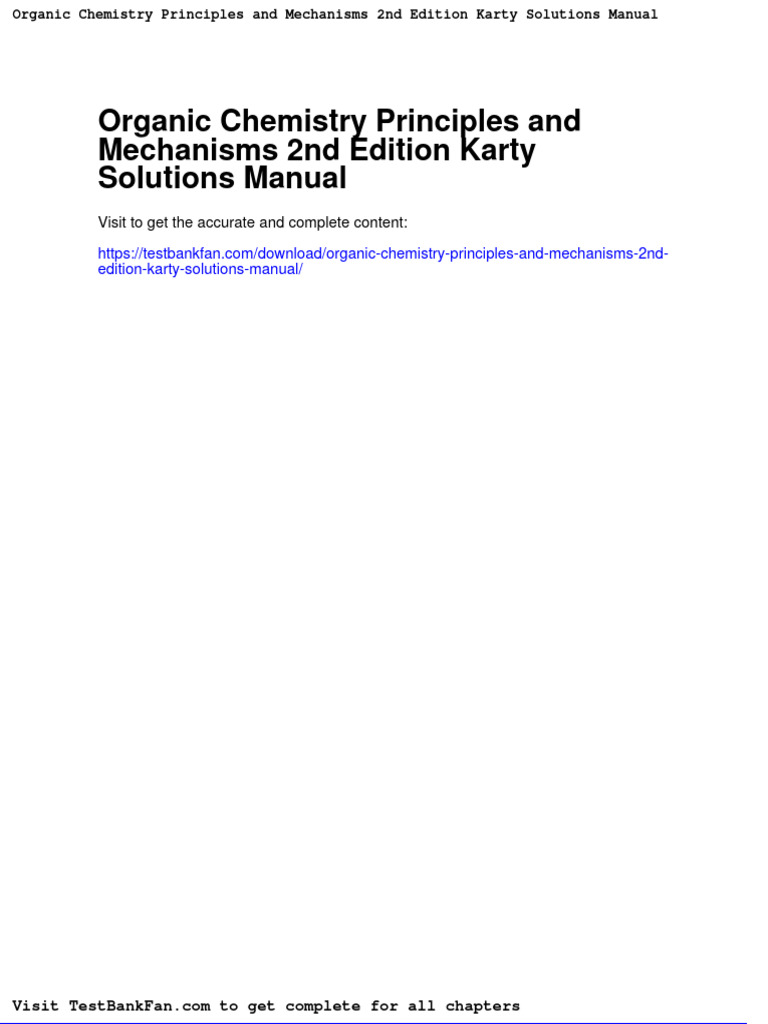 Organic Chemistry Principles and Mechanisms 2nd Edition Karty Solutions