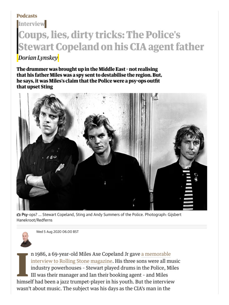 Coups, Lies, Dirty Tricks - The Police's Stewart Copeland On His CIA ...