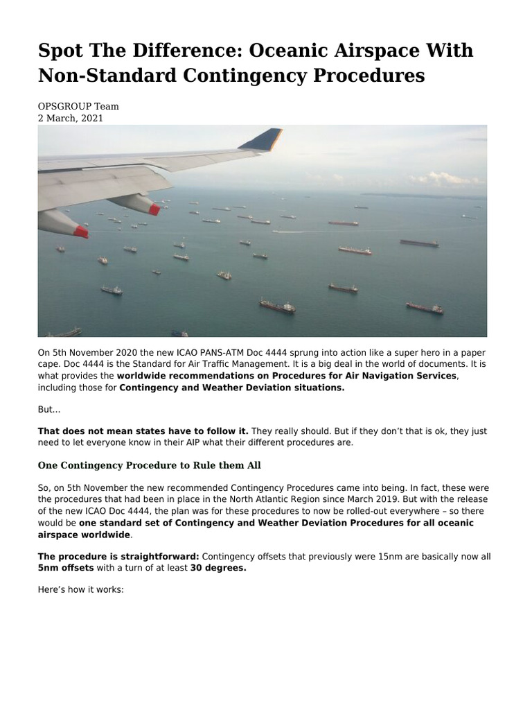Non-Standard Oceanic Airspace Rules | PDF | Transport | Transport Safety