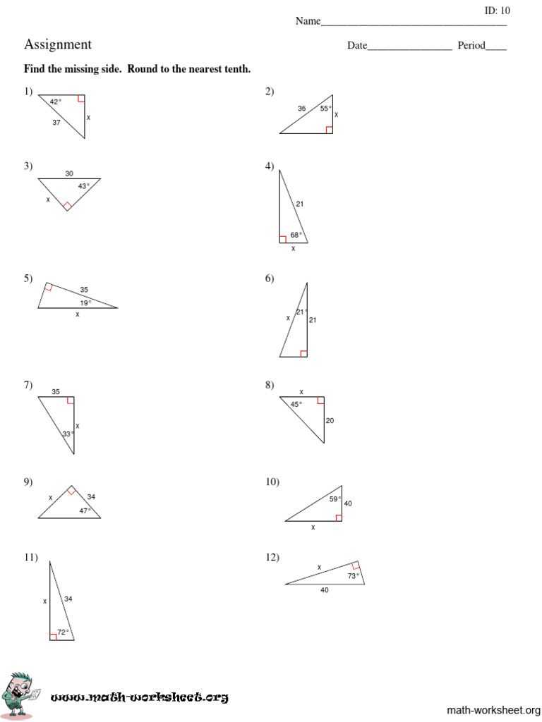 Trigonometry Finding Missing Sides of Triangles Hard | PDF | Elementary ...