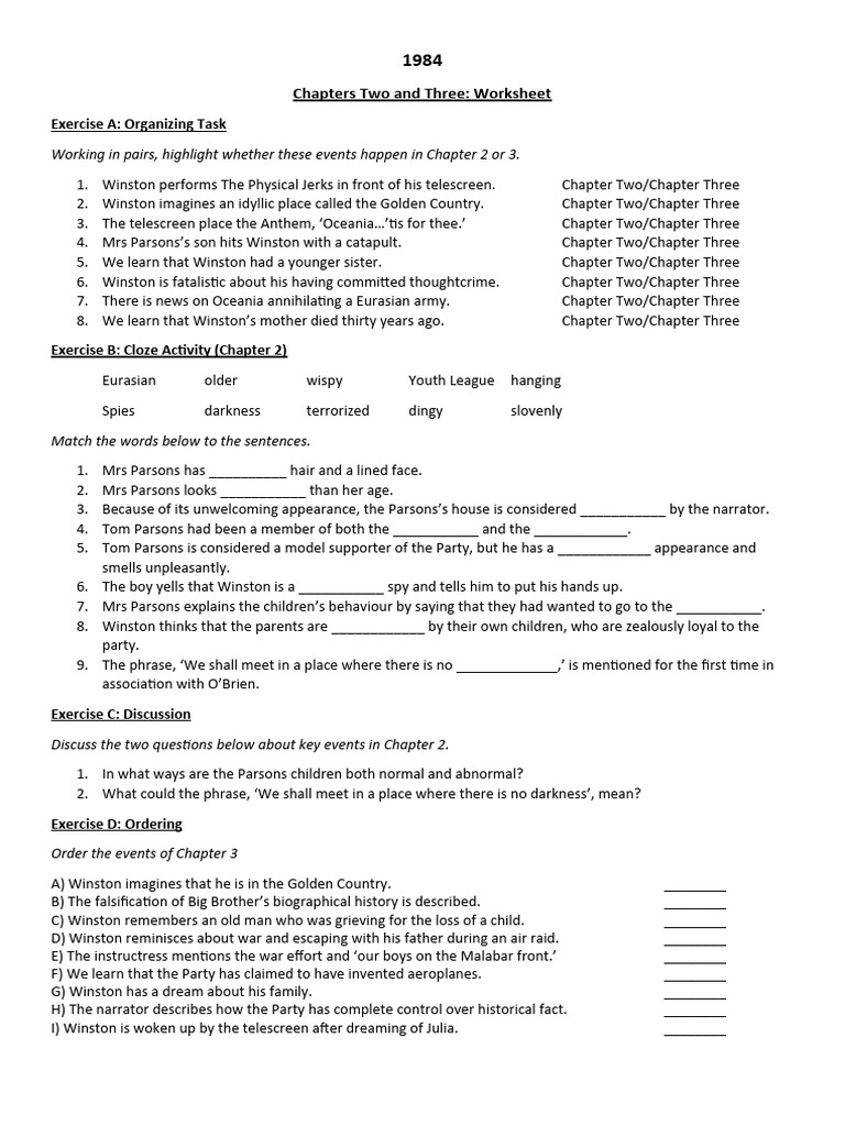 1984 Chapter Two Worksheet PDF