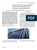 Studying The Effect of Absorber Plate Material of The Evacuated Tube Solar Heaters in Heater Performance and Heating Duty