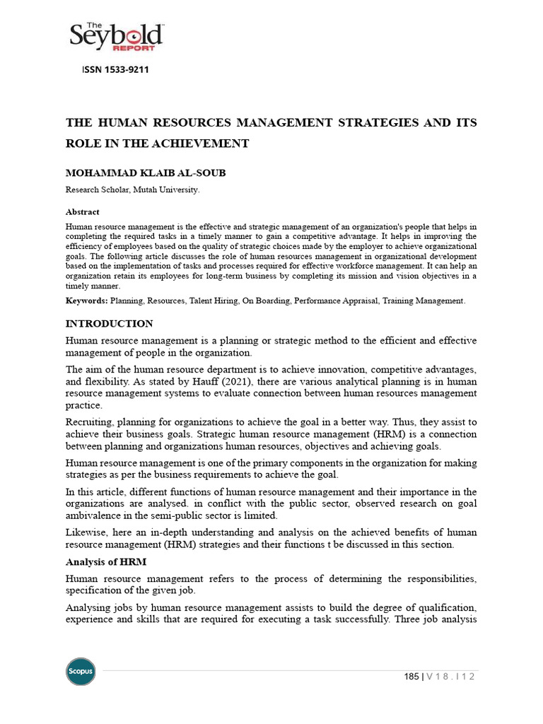 HRM Strategies for Organizational Success | PDF | Human Resource ...