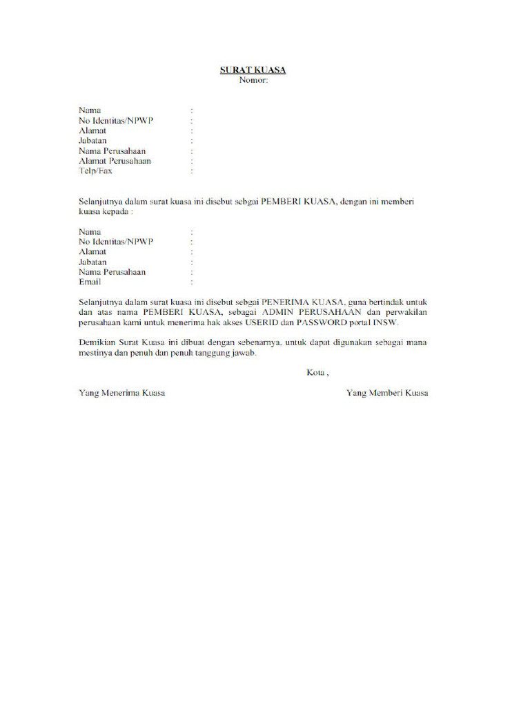 Surat kuasa insw pdf