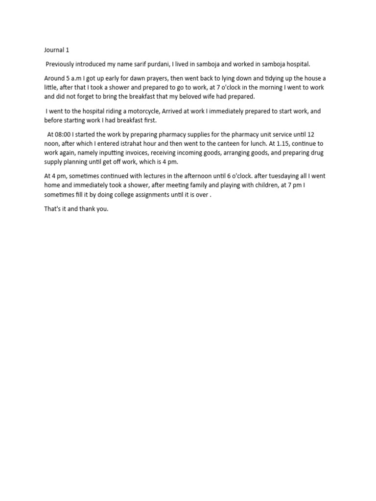 Daily Routine of a Hospital Worker | PDF | Wellness | Lifestyle