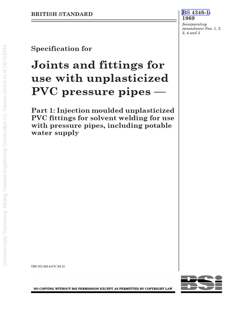 BS 4346-1-1969 | PDF | Pipe (Fluid Conveyance) | Polyvinyl Chloride