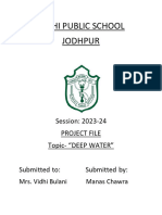 Delhi Public School Jodhpur: Session: 2023-24 Project File Topic-"DEEP WATER"