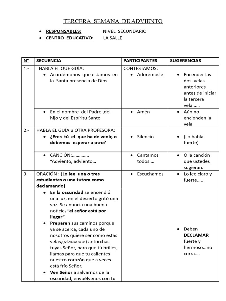 Tercera Semana de Adviento PDF Oración Adviento