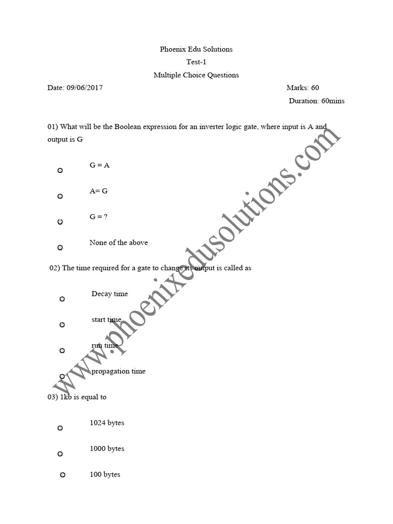 Digital Electronics Question Paper Download Free PDF Logic Gate