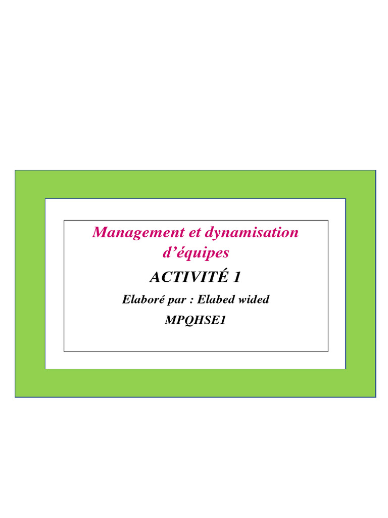 Management et dynamique d'équipe efficace | PDF | Motivation | Motivant
