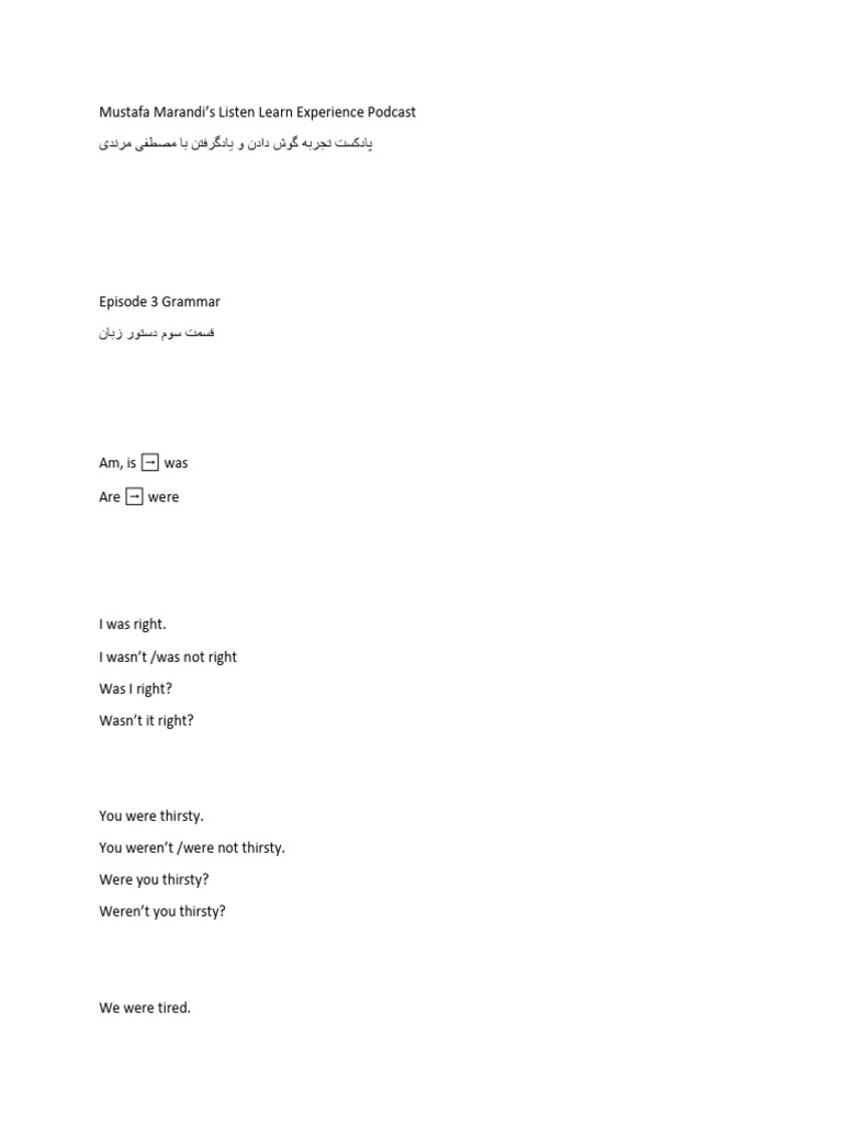 Episode 3 Grammar Examples | PDF