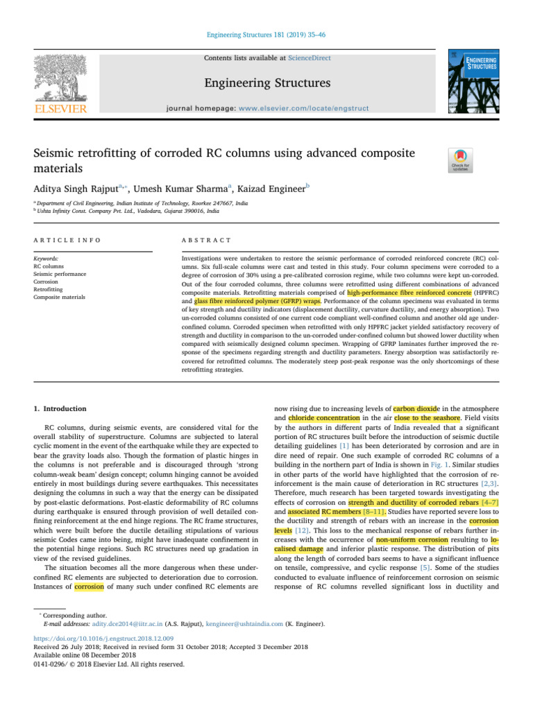 Seismic Retrofitting of Corroded RC Columns | PDF | Corrosion ...