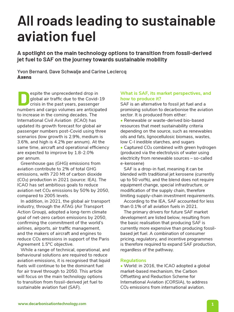 Sustainable Aviation Fuel: Market and Production Insights | PDF ...