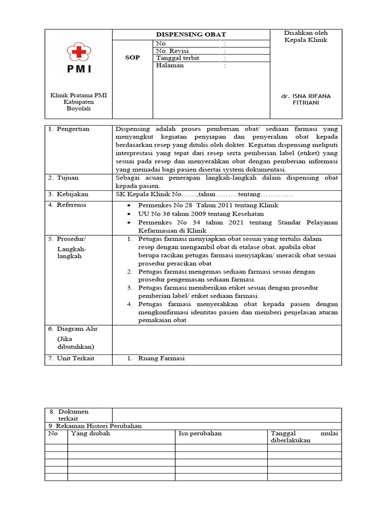 Sop Dispensing Obat Terbaru PDF