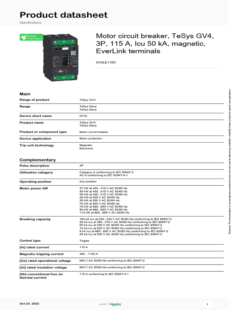 TeSys GV4_GV4LE115N | PDF