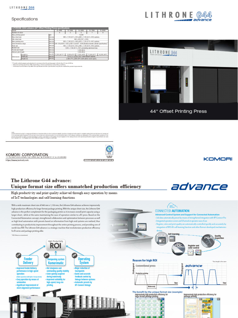 44" Offset Printing Press Specs | PDF | Printing | Automation