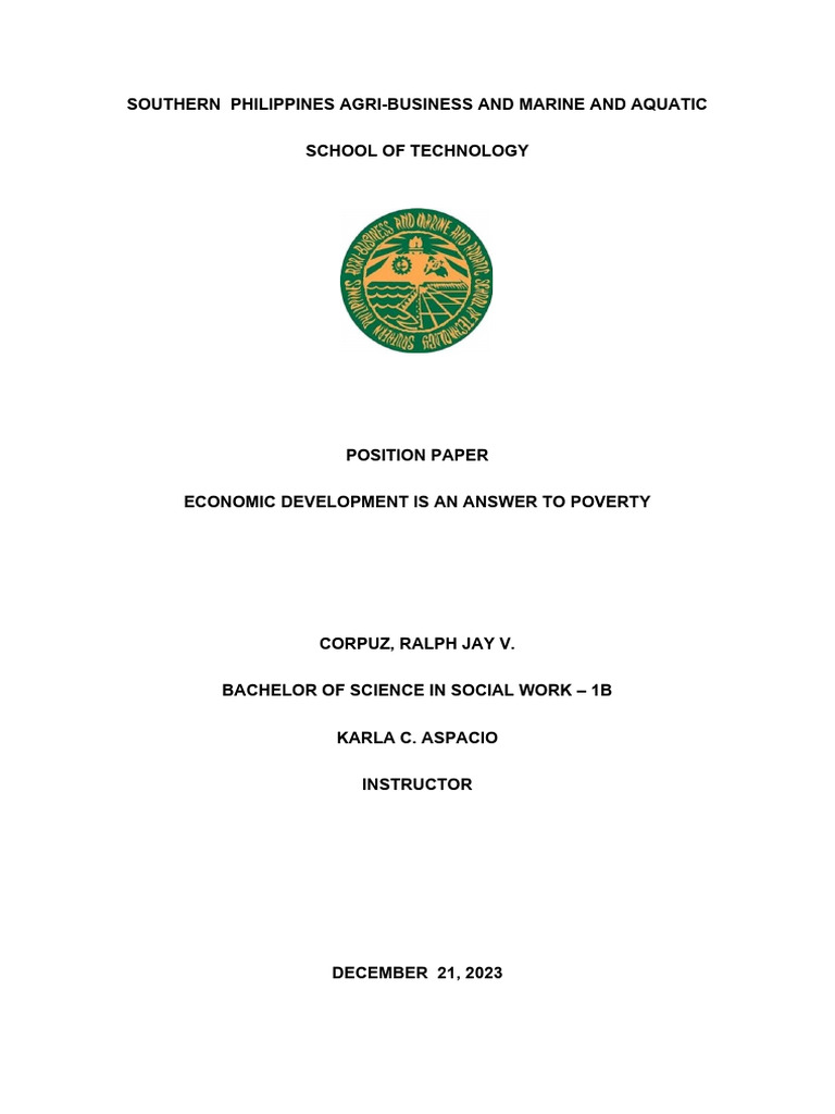 Position Paper 2 PDF Poverty Poverty & Homelessness