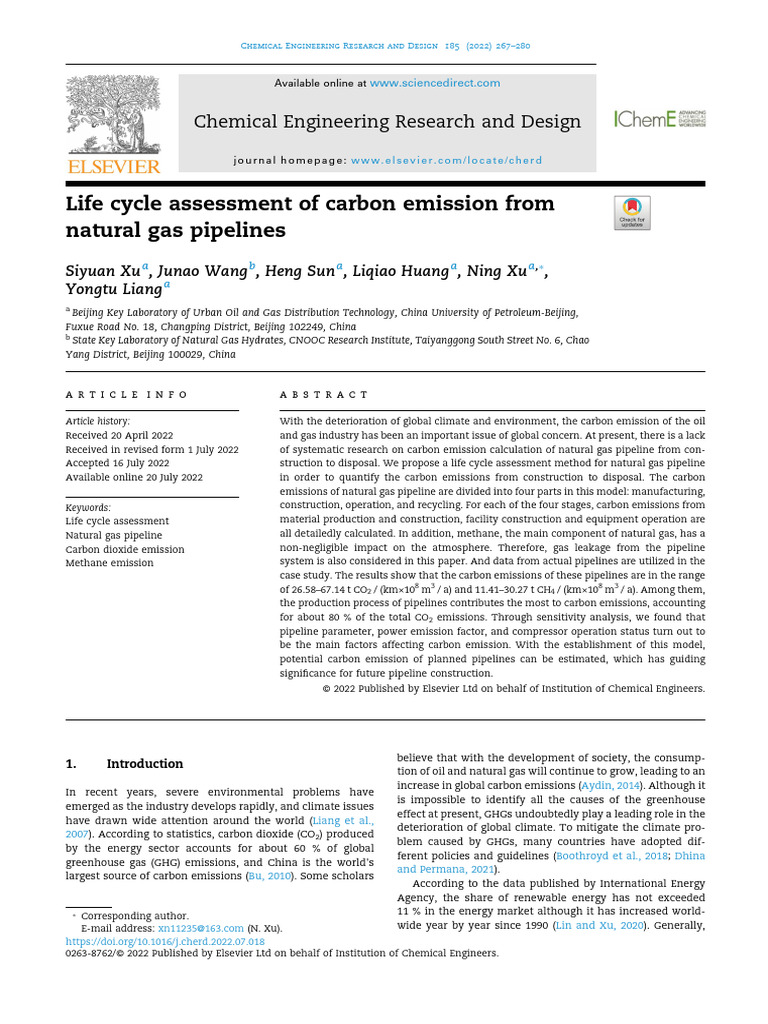 Life Cycle Assessment of Natural Gas Emissions | PDF | Life Cycle ...