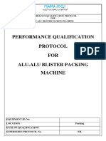 Performance Qualification Protocol For Alu Alu Blister Packing Machine