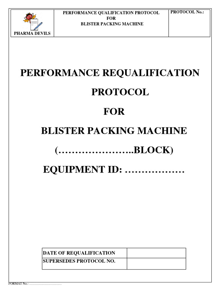PerformanceQualificationProtocolforBlisterpackingmachine PDF