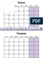 Calendario Mensual Lavanda