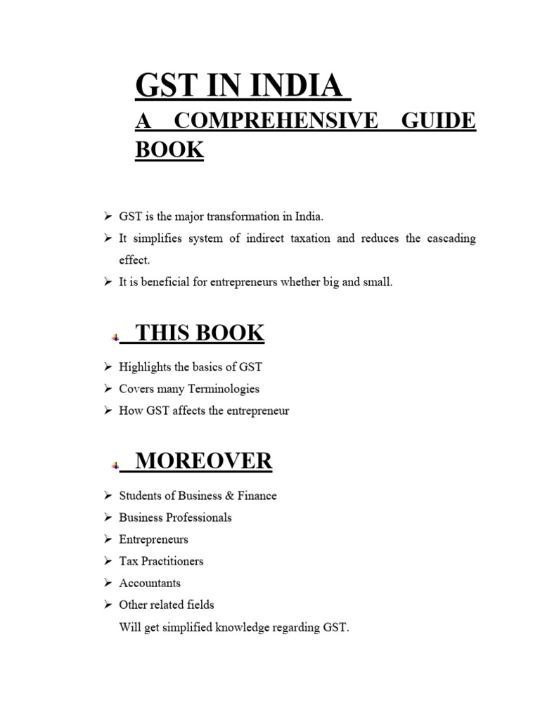 GST in India: A Comprehensive Guide Book | PDF | Taxes | Value Added Tax
