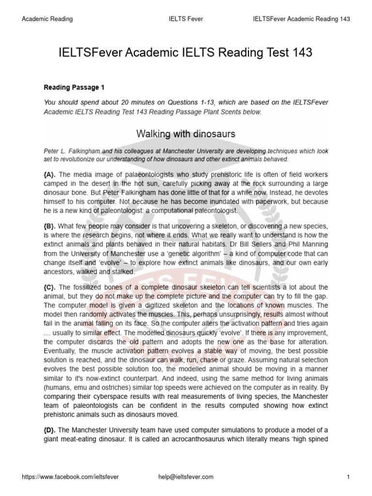 Academic Ielts Reading Test 143 Pdf