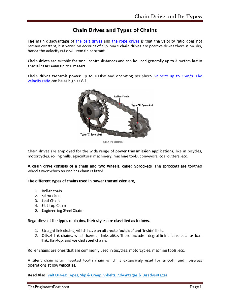 Types of Chain Drives Explained | PDF | Belt (Mechanical) | Mechanical ...