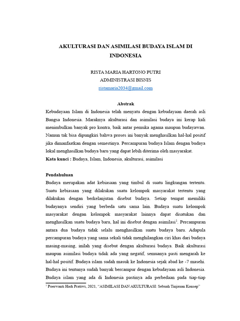 Akulturasi Budaya dalam Perkembangan Islam di Nusantara