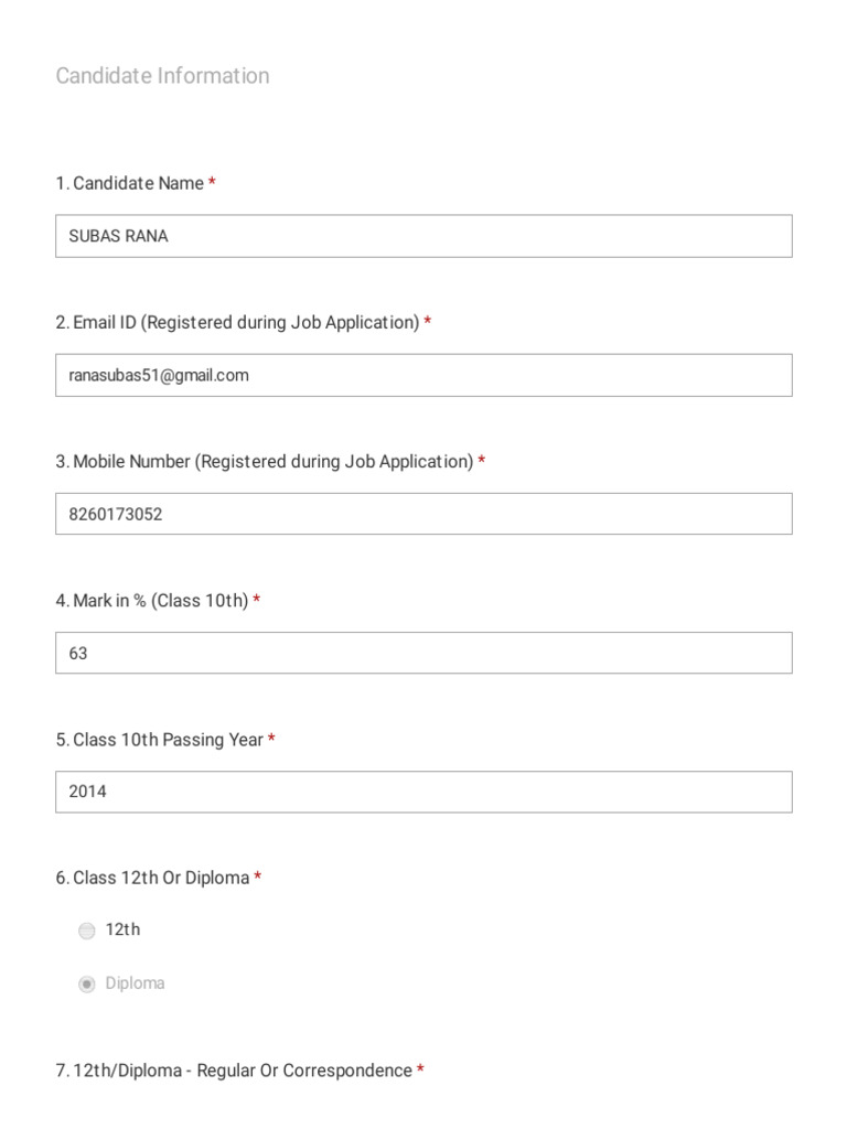Candidate Information | PDF | Career & Growth