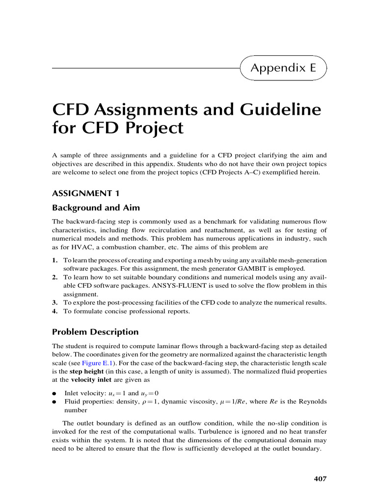 Appendix e cfd assignments and guideline for c 2013 computational fluid