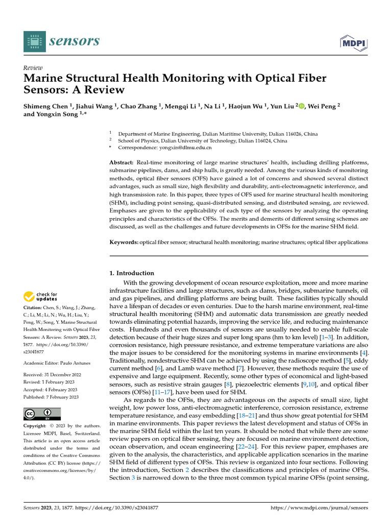 Sensors 23 01877 v2 | PDF | Optical Fiber | Interferometry
