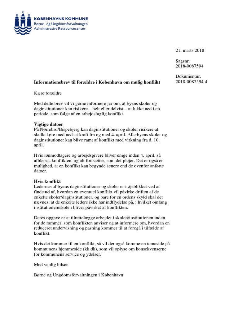 Informationsbrev Til Forældre | PDF