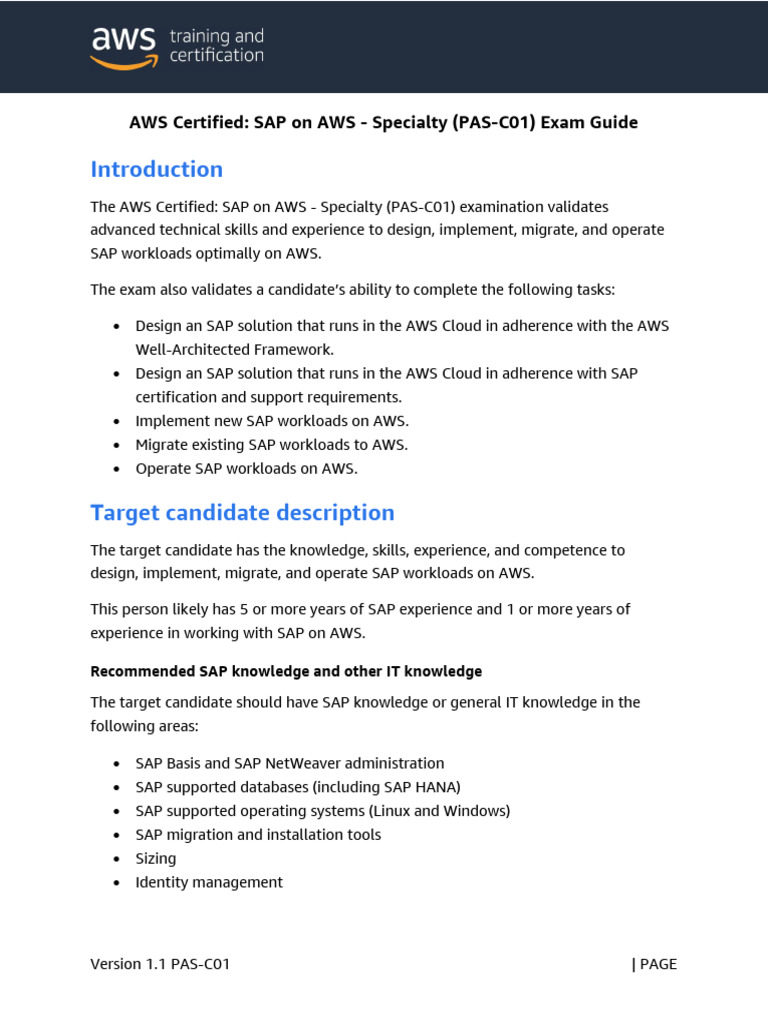 SAP On AWS Specialty - Exam | PDF | Amazon Web Services | Databases