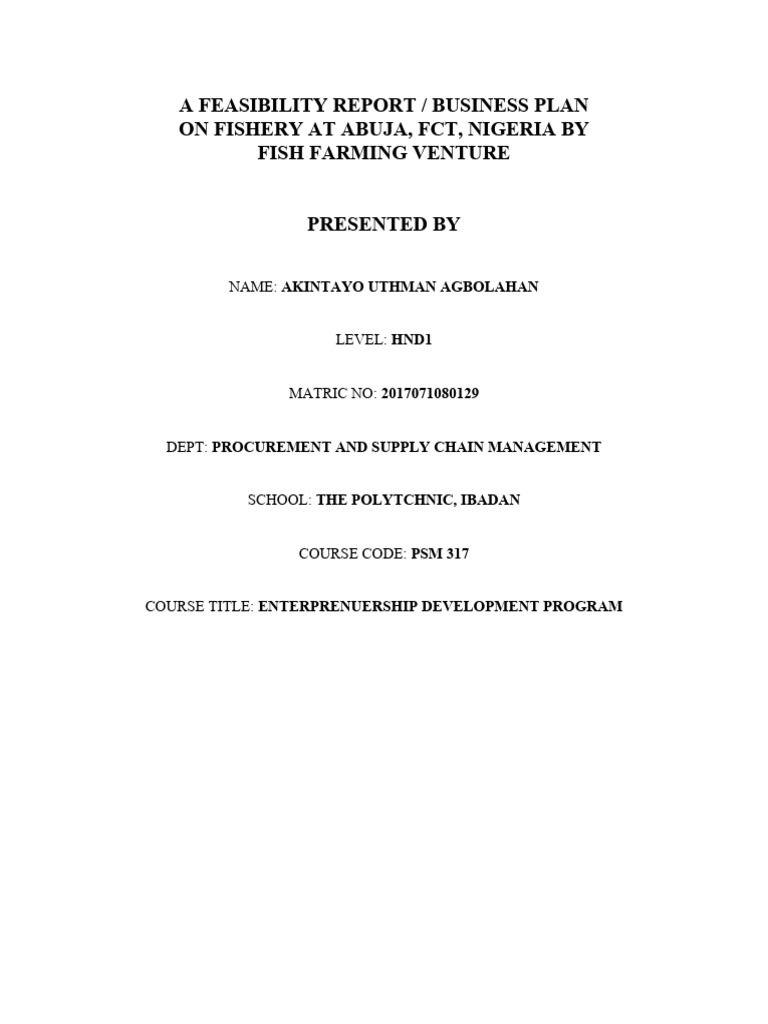 Fishery Business Plan PDF Aquaculture Agriculture