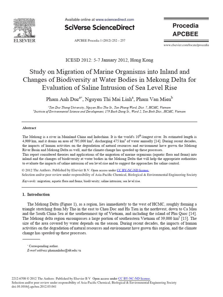 Marine Organism Migration in Mekong Delta | PDF | Mekong | Water