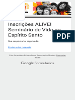 Inscrições ALIVE! Seminário de Vida No Espírito Santo