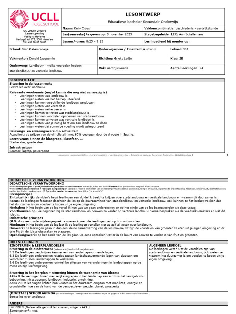 Ucll Lesontwerp Stage Of 2 Aardrijkskunde 10 11 2 PDF