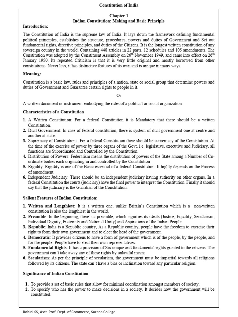 Constitution of India Chapter 1 PDF Government Justice