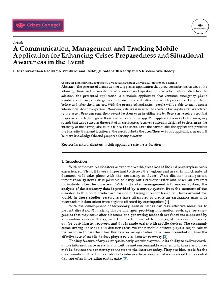 Crisis Connect App for Disaster Preparedness | PDF | Cross Platform ...