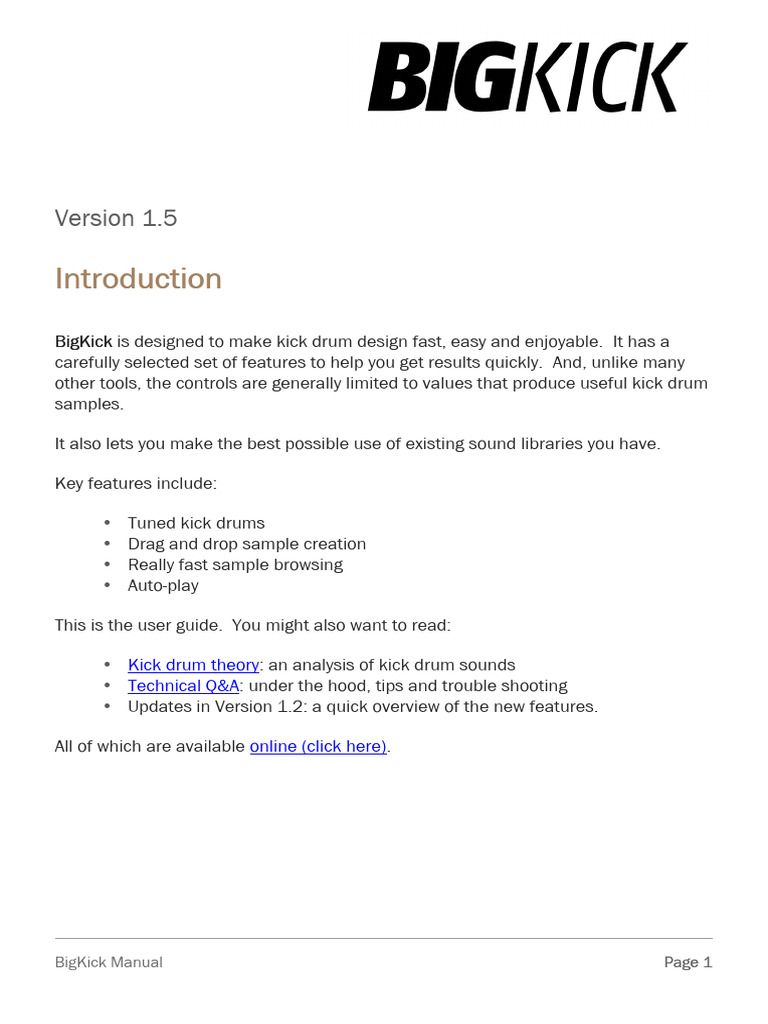 BigKick Manual v1.5b | PDF | Computer File | Installation (Computer ...