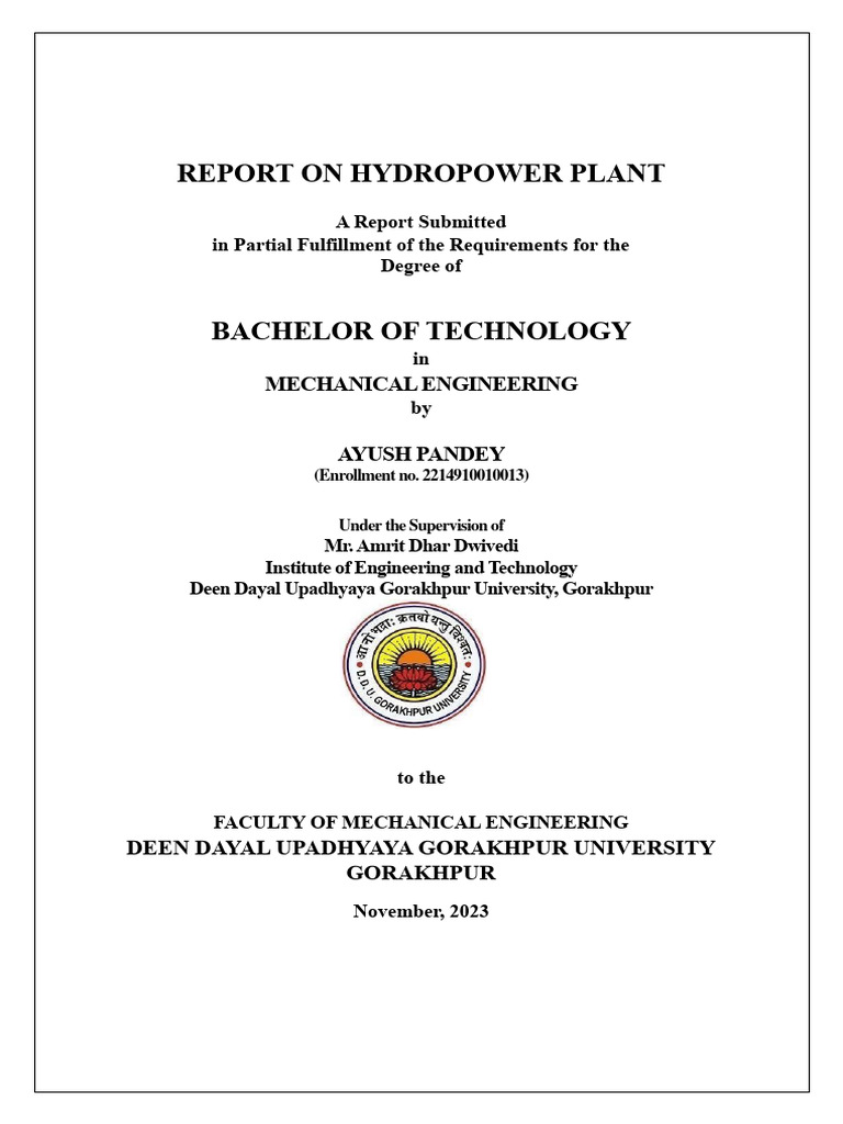 Hydropower Plant Report 4 PDF Hydroelectricity Hydropower